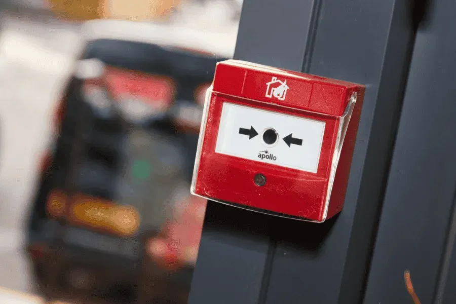 Fire alarm detector and control panel installed by AJ Secure engineers